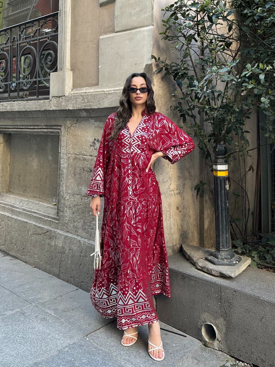 Robe longue bohème “Rouge Atlas”