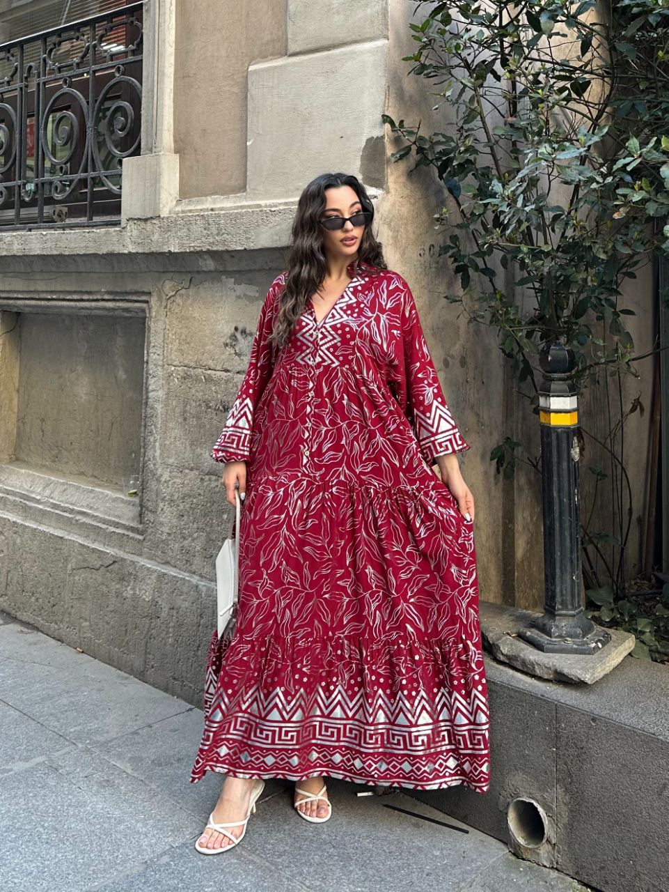 Robe longue bohème “Rouge Atlas”
