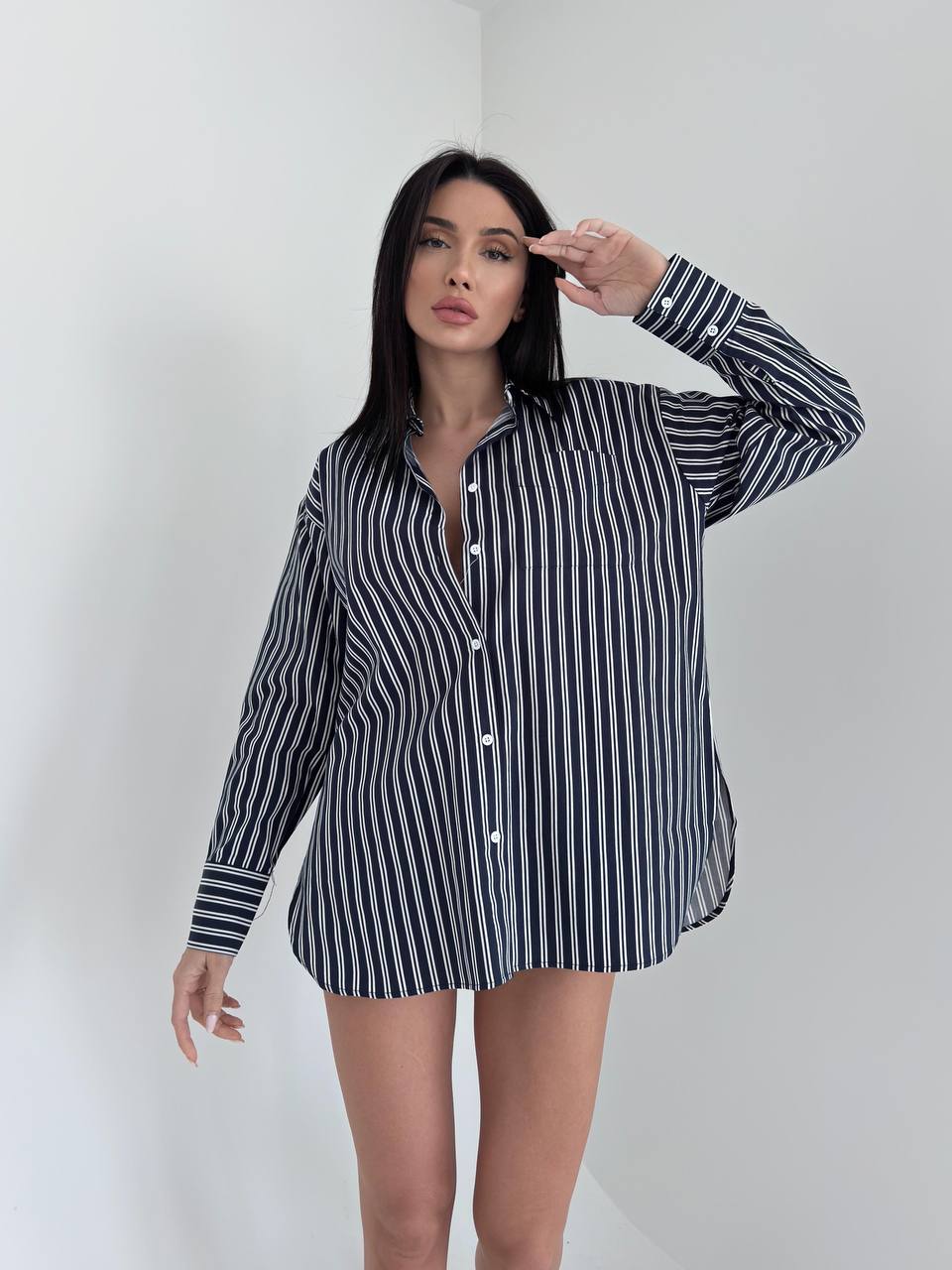 Chemise Rayée bleu nuir et Blanc Oversize