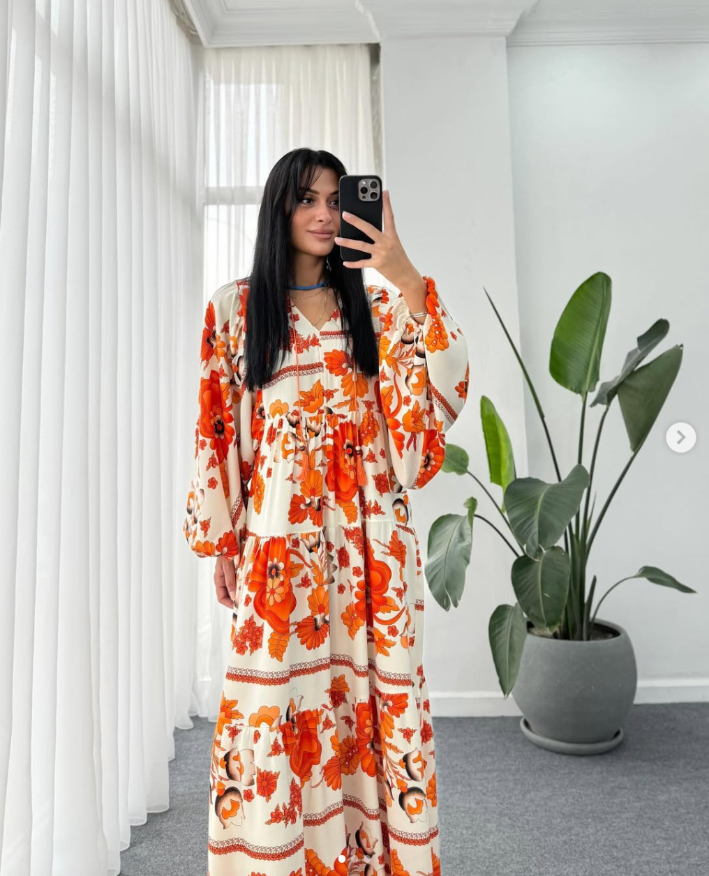 Robe longue à motifs