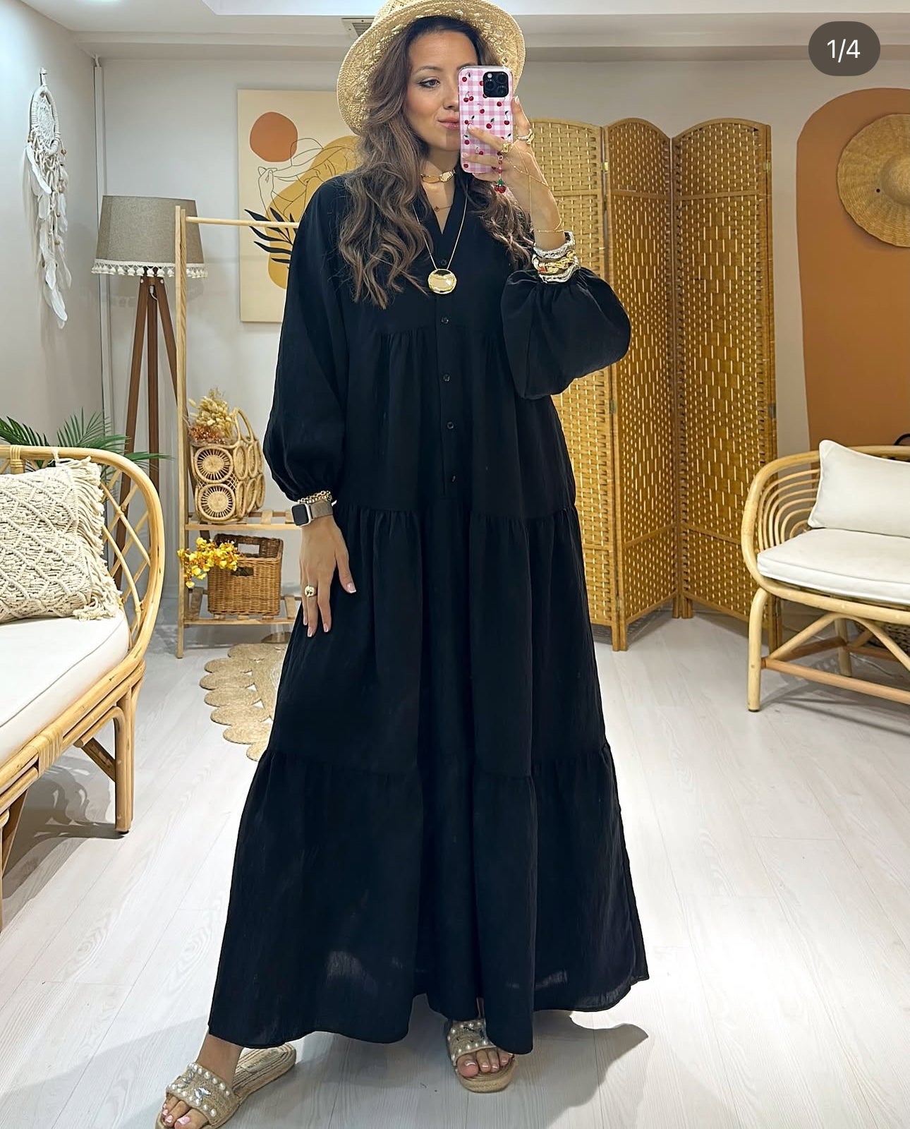 Robe Longue Bohème Noire – Édition Été