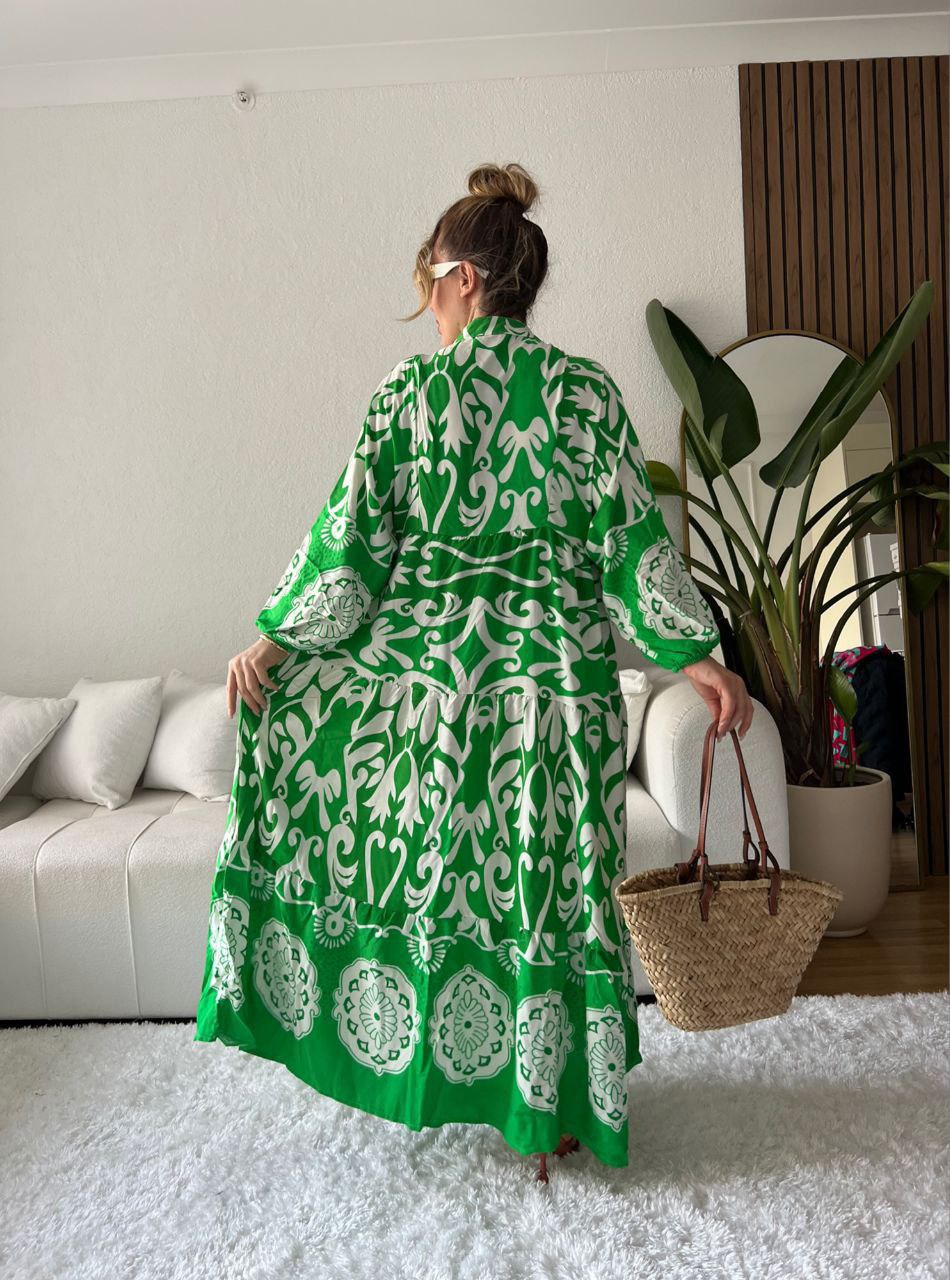 Robe longue à motifs