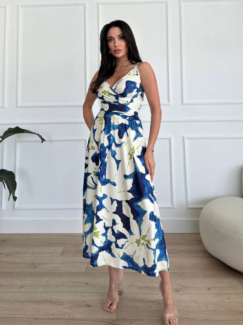 Robe longue à motifs sans manches