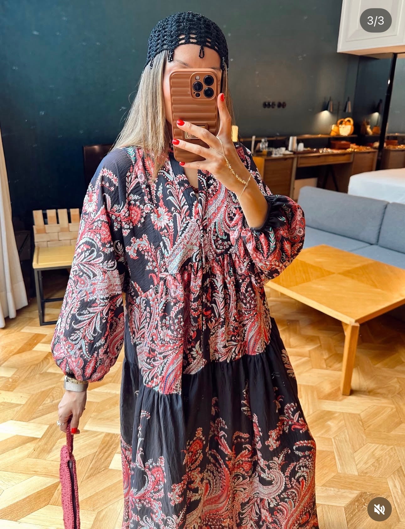 Robe Baroque Noir & Rose Ancien
