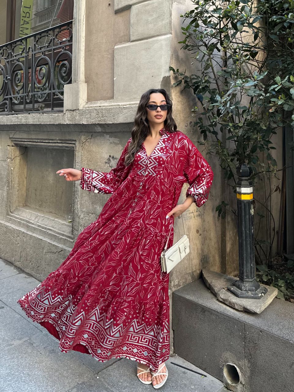 Robe longue bohème “Rouge Atlas”