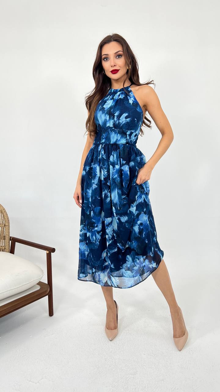 Robe longue à motifs sans manches