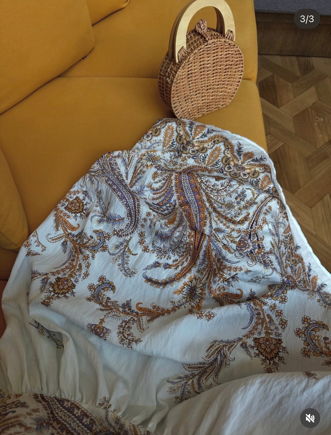 Robe Longue Paisley — Blanc & Or Terracotta