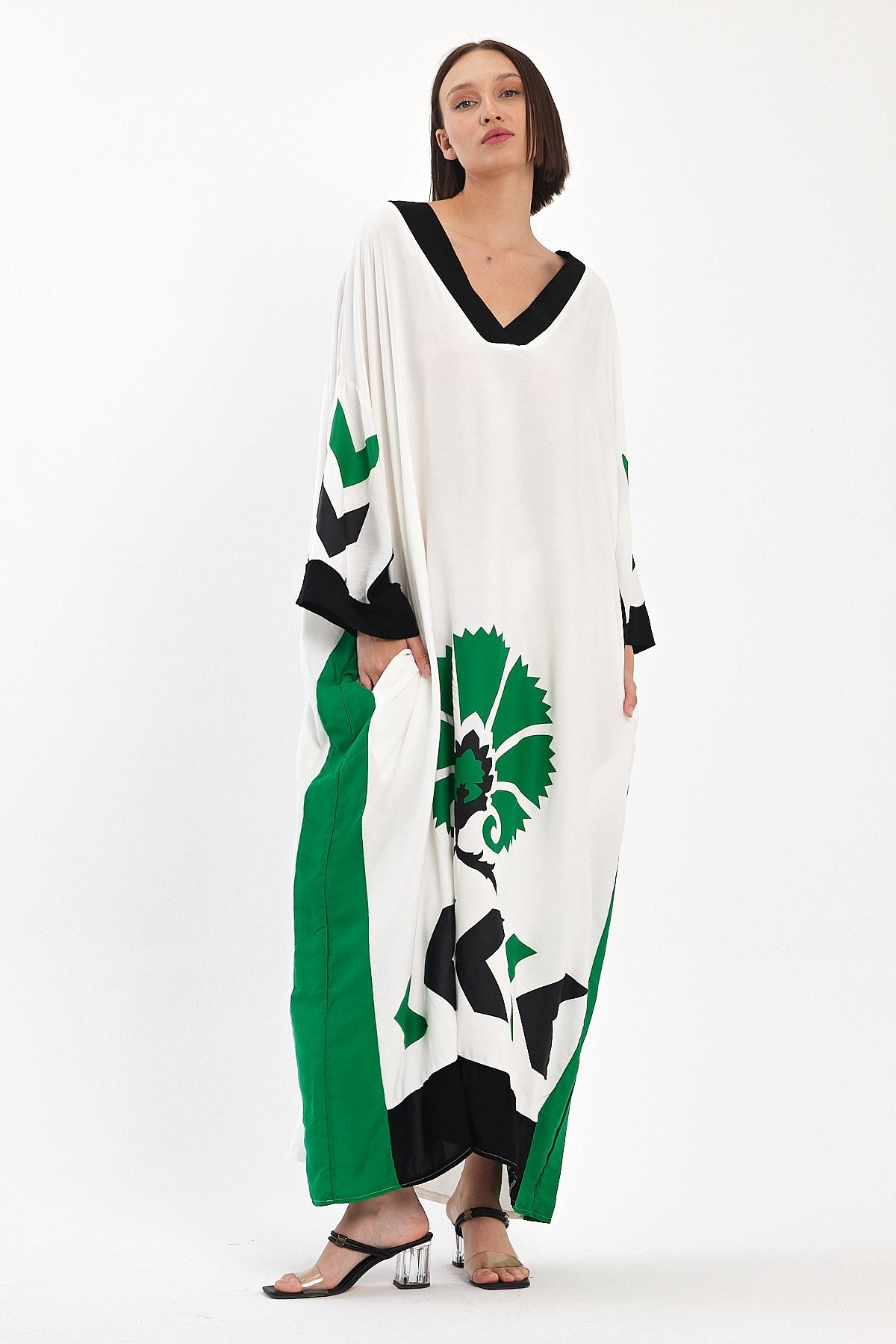 Robe longue oversize à motifs