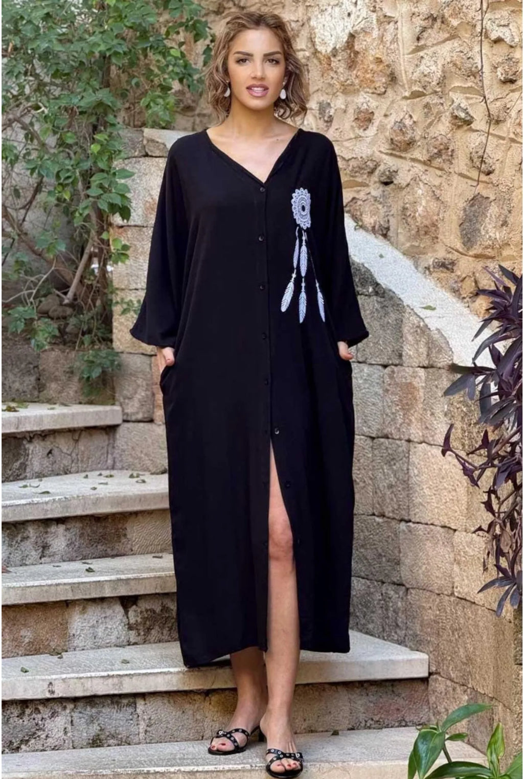 Robe Mandala Noire Élégance