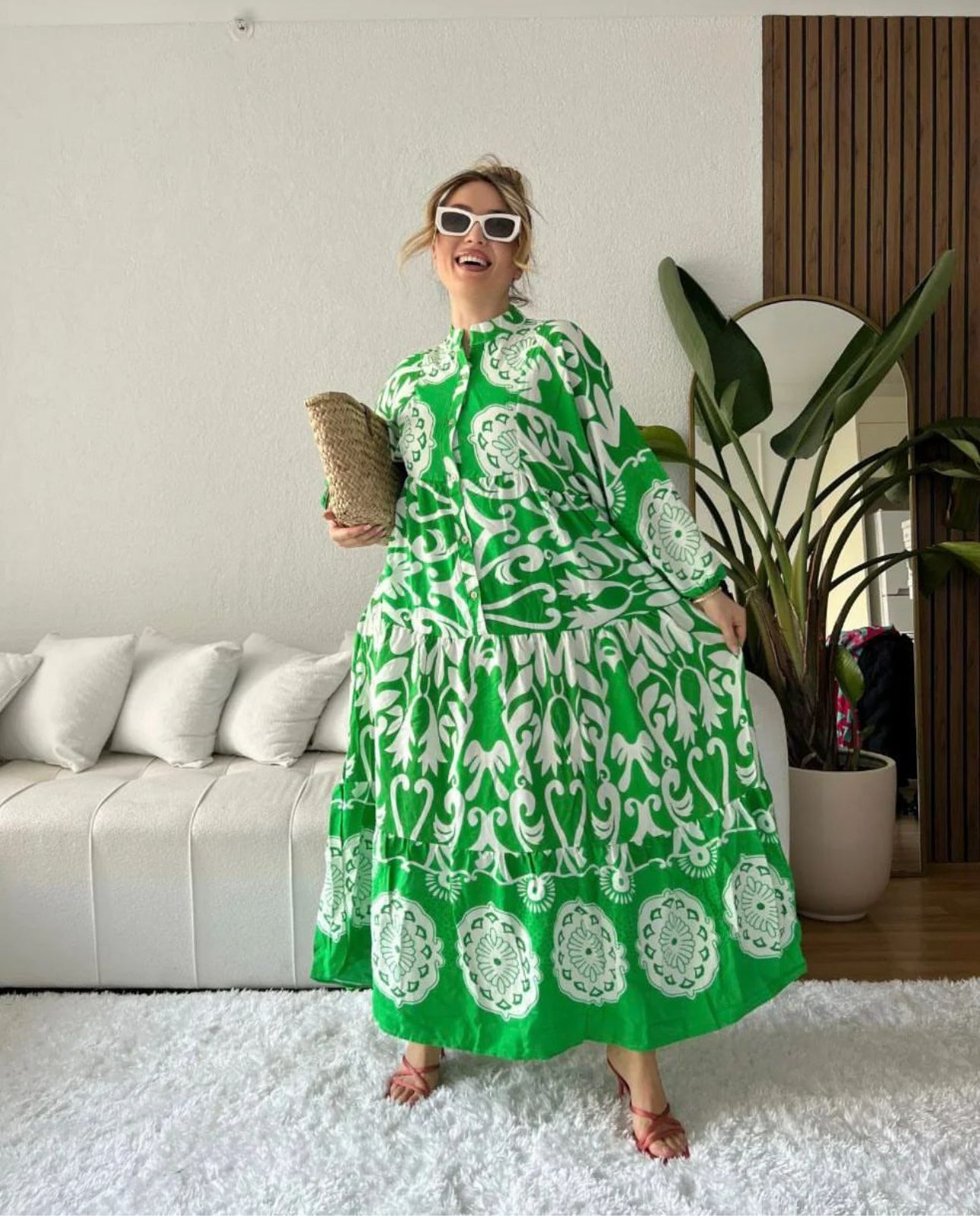 Robe longue à motifs