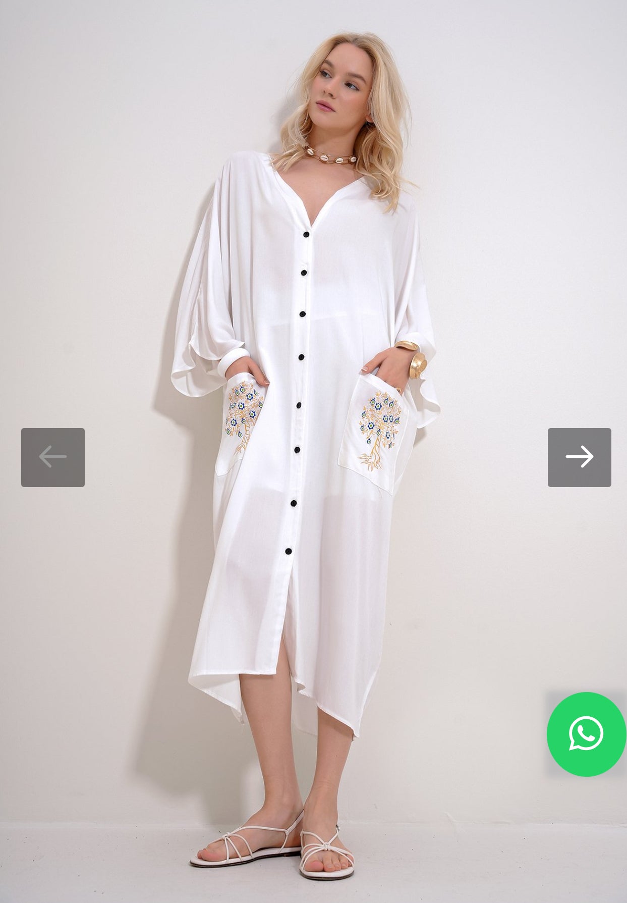 Robe Oversize Blanche à Motifs