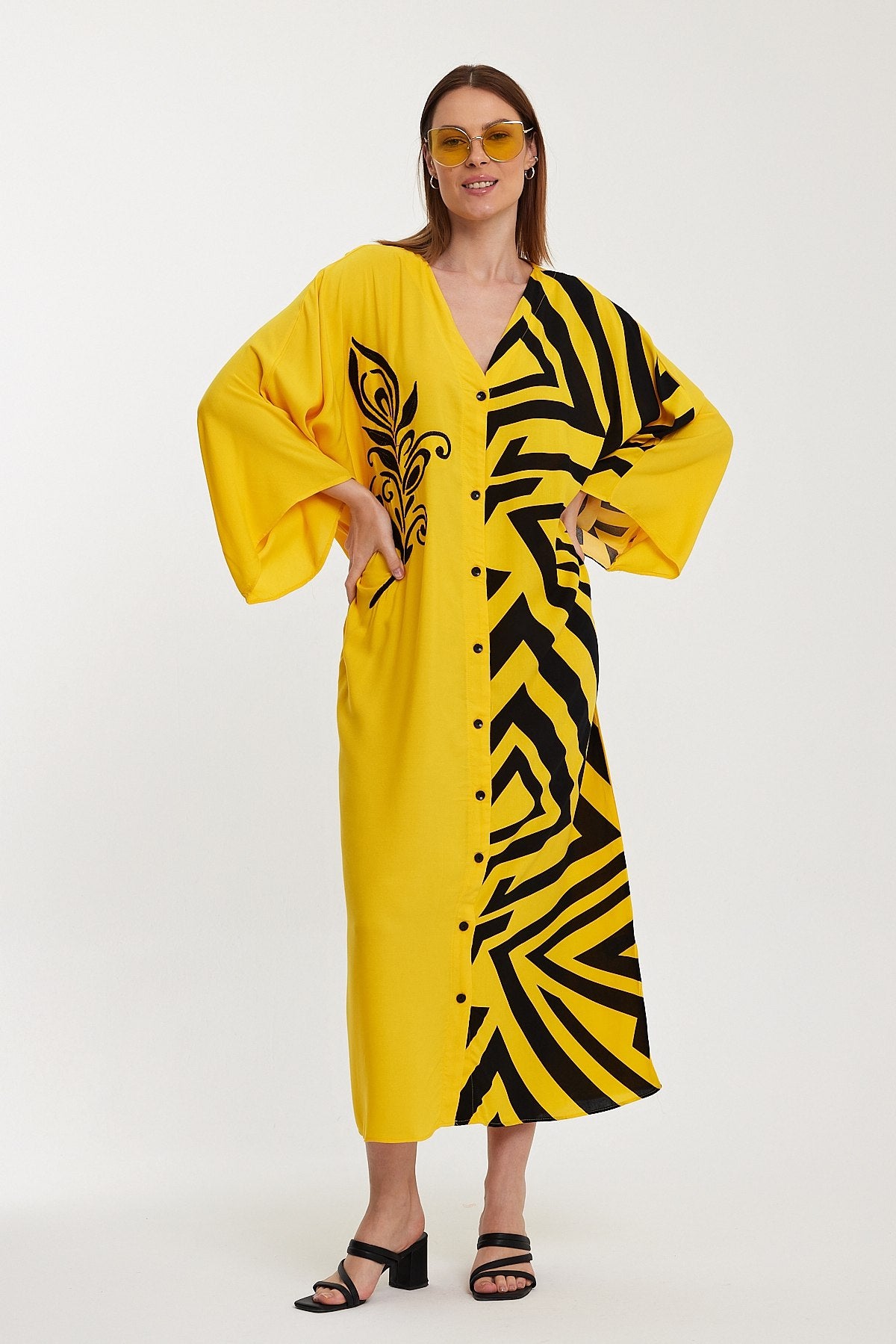 Robe Oversize Jaune Graphique