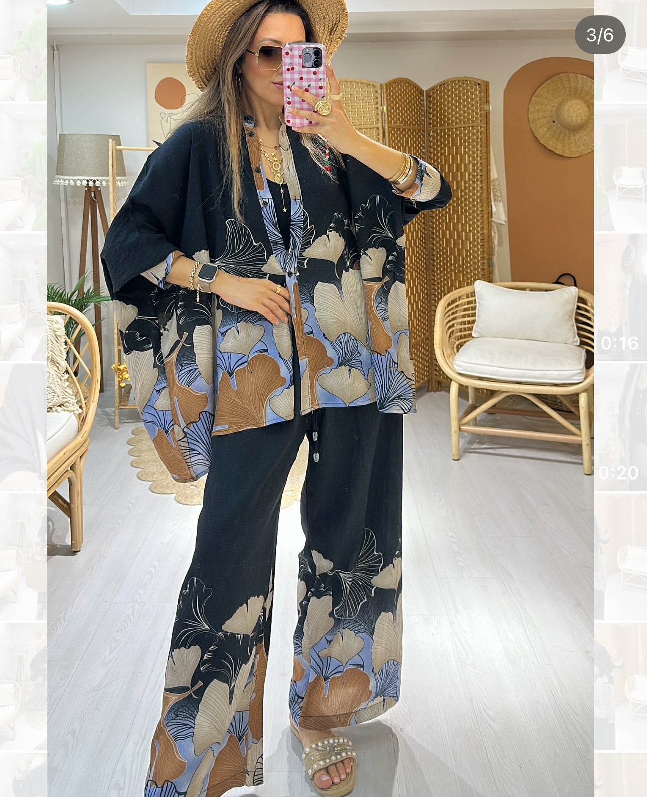 Ensemble “Ginkgo Chic” – Élégance noire et naturelle