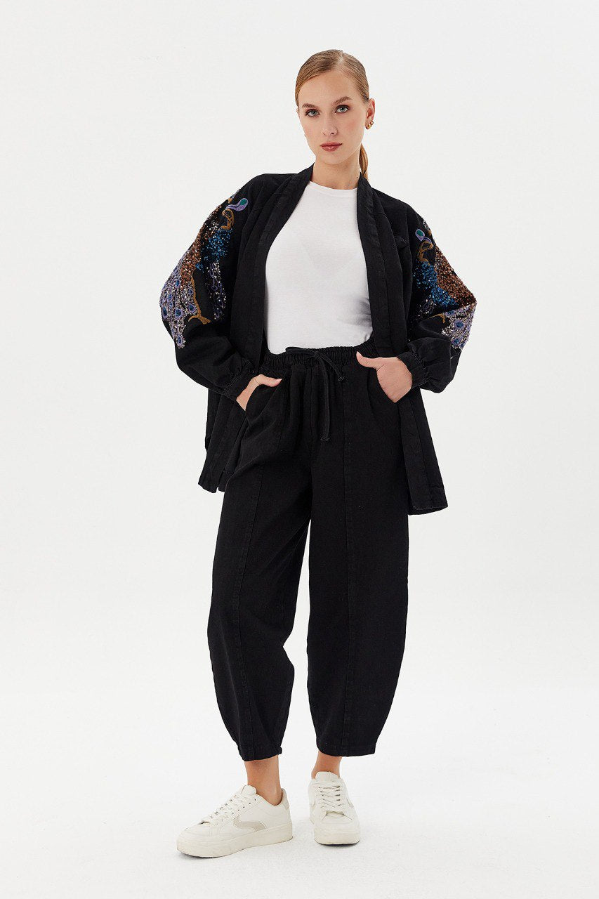 Kimono bohème à broderie