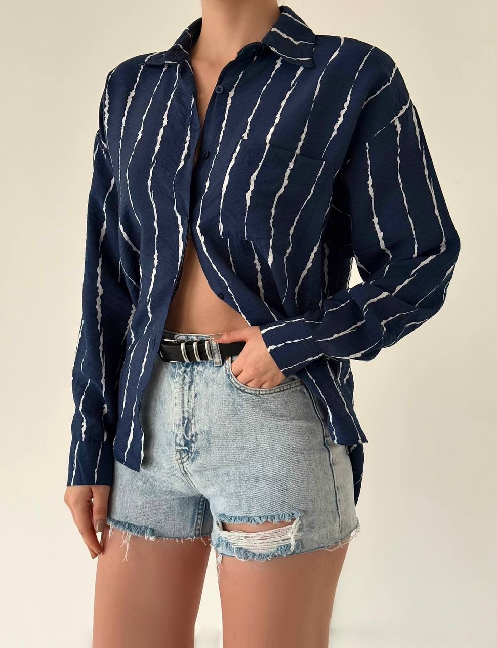 Chemise Rayée Bleu Marine et Blanche