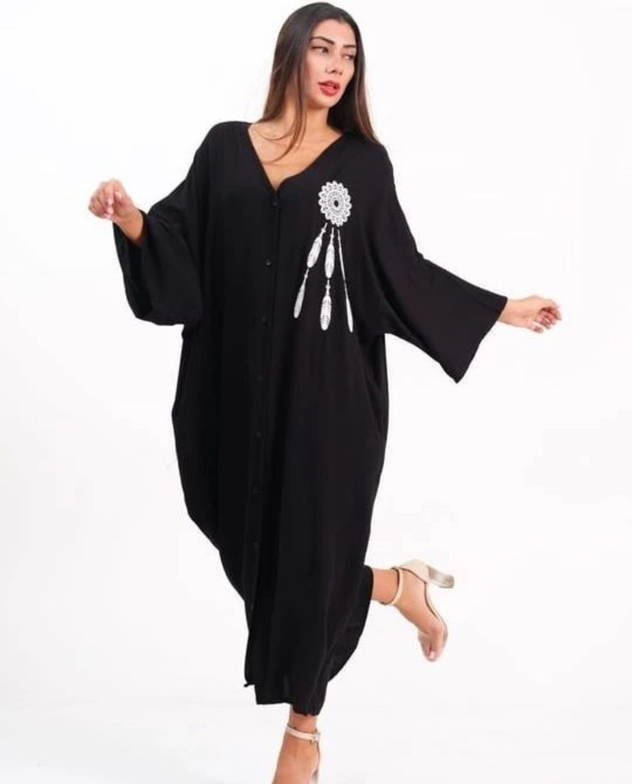 Robe Mandala Noire Élégance
