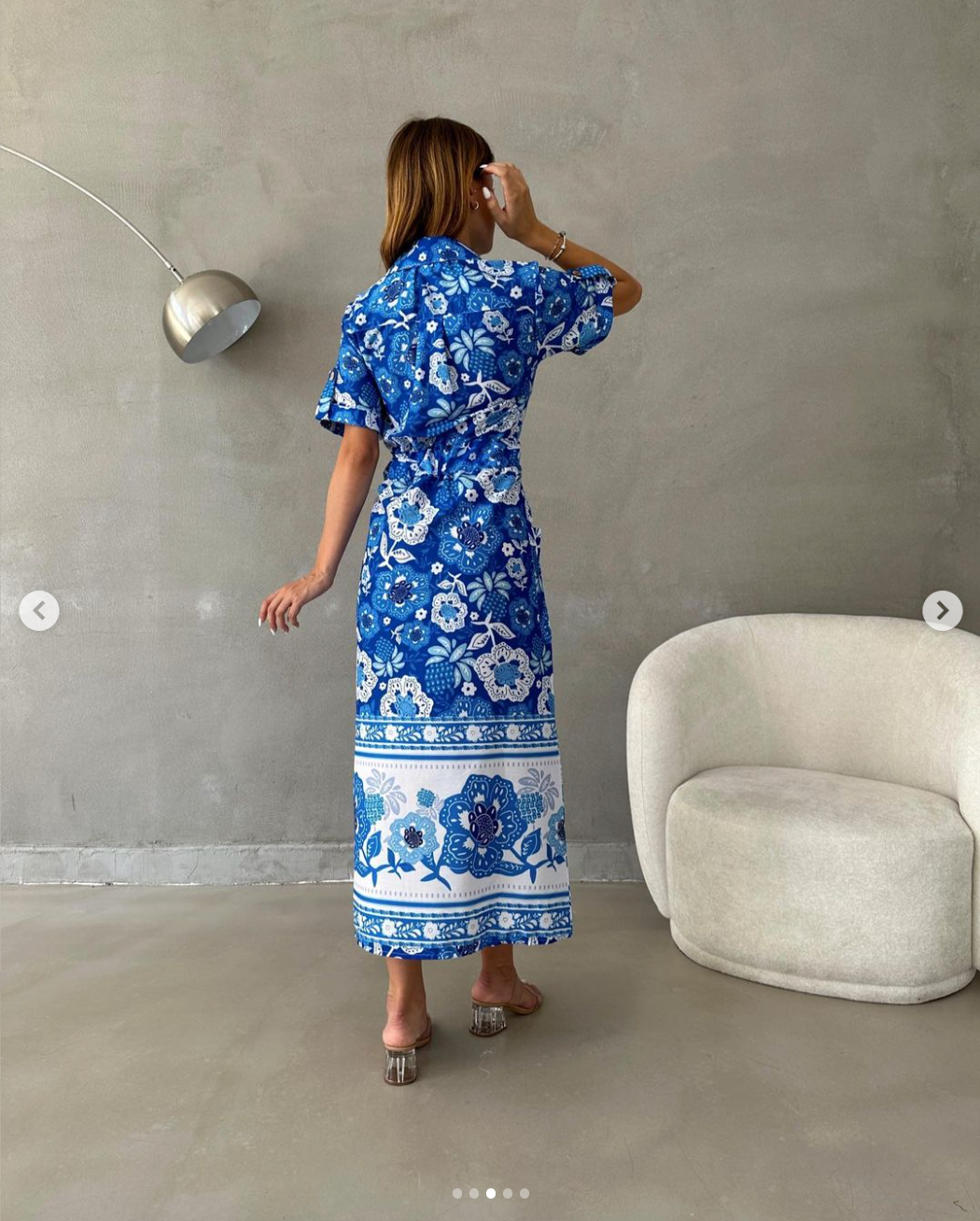 Robe longue demi manche avec ceinture