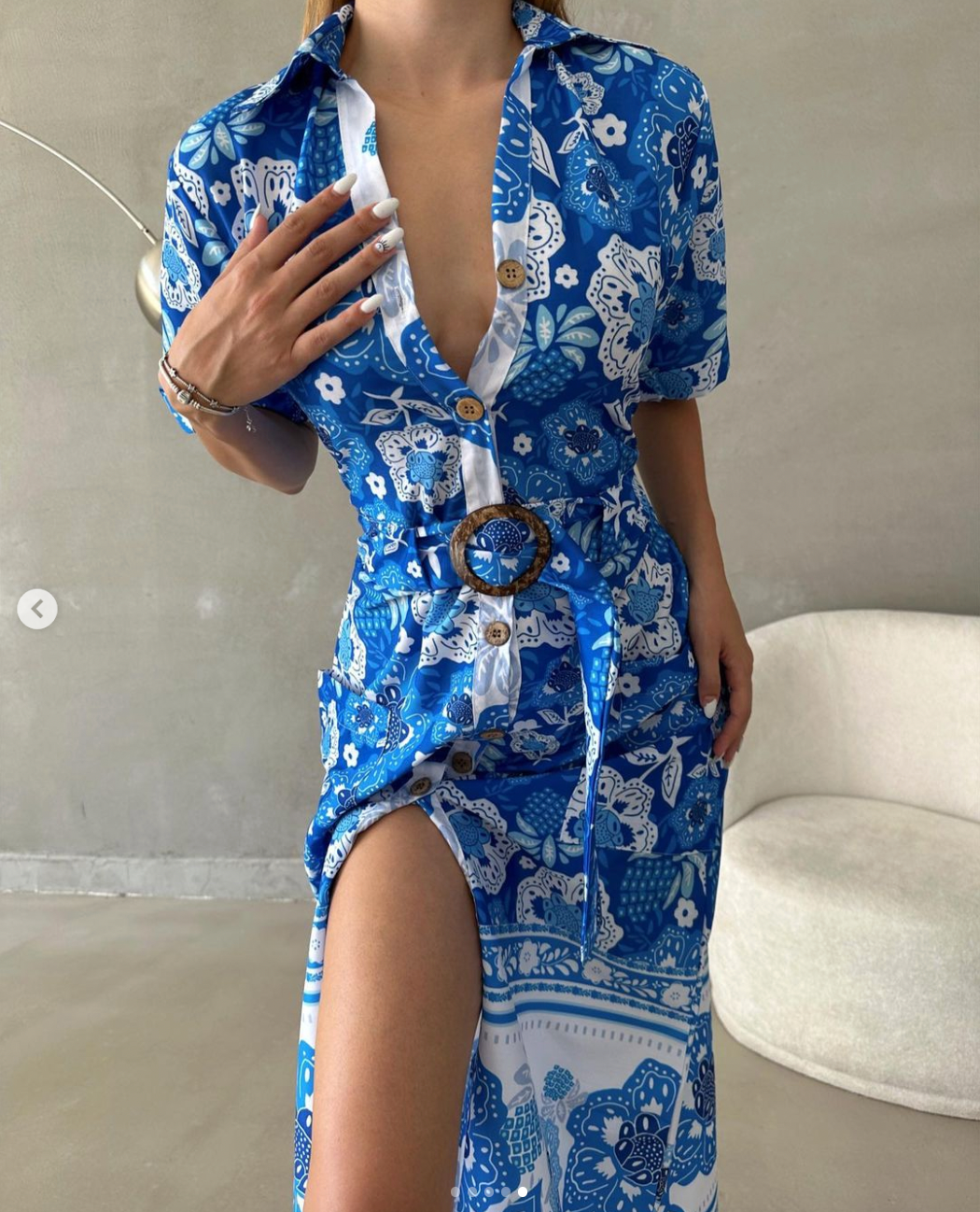 Robe longue demi manche avec ceinture