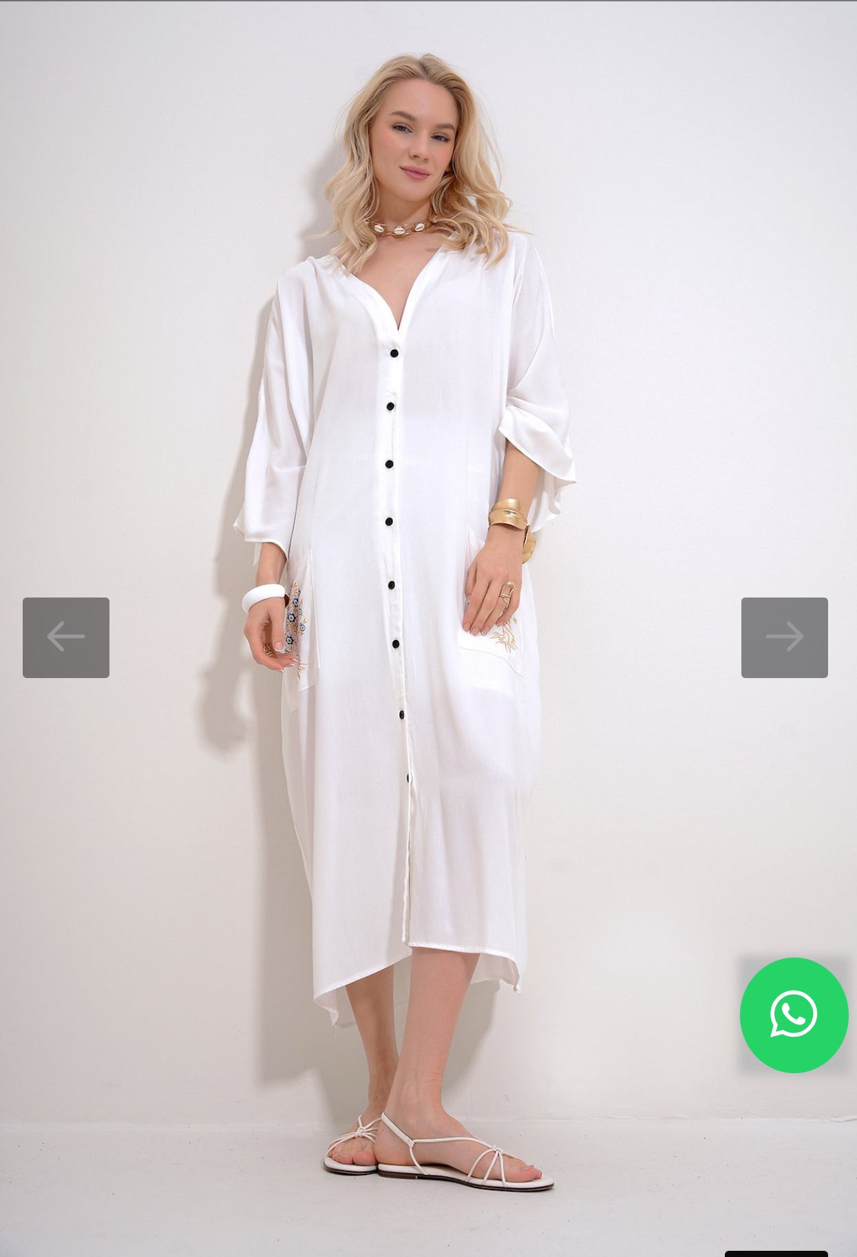 Robe Oversize Blanche à Motifs