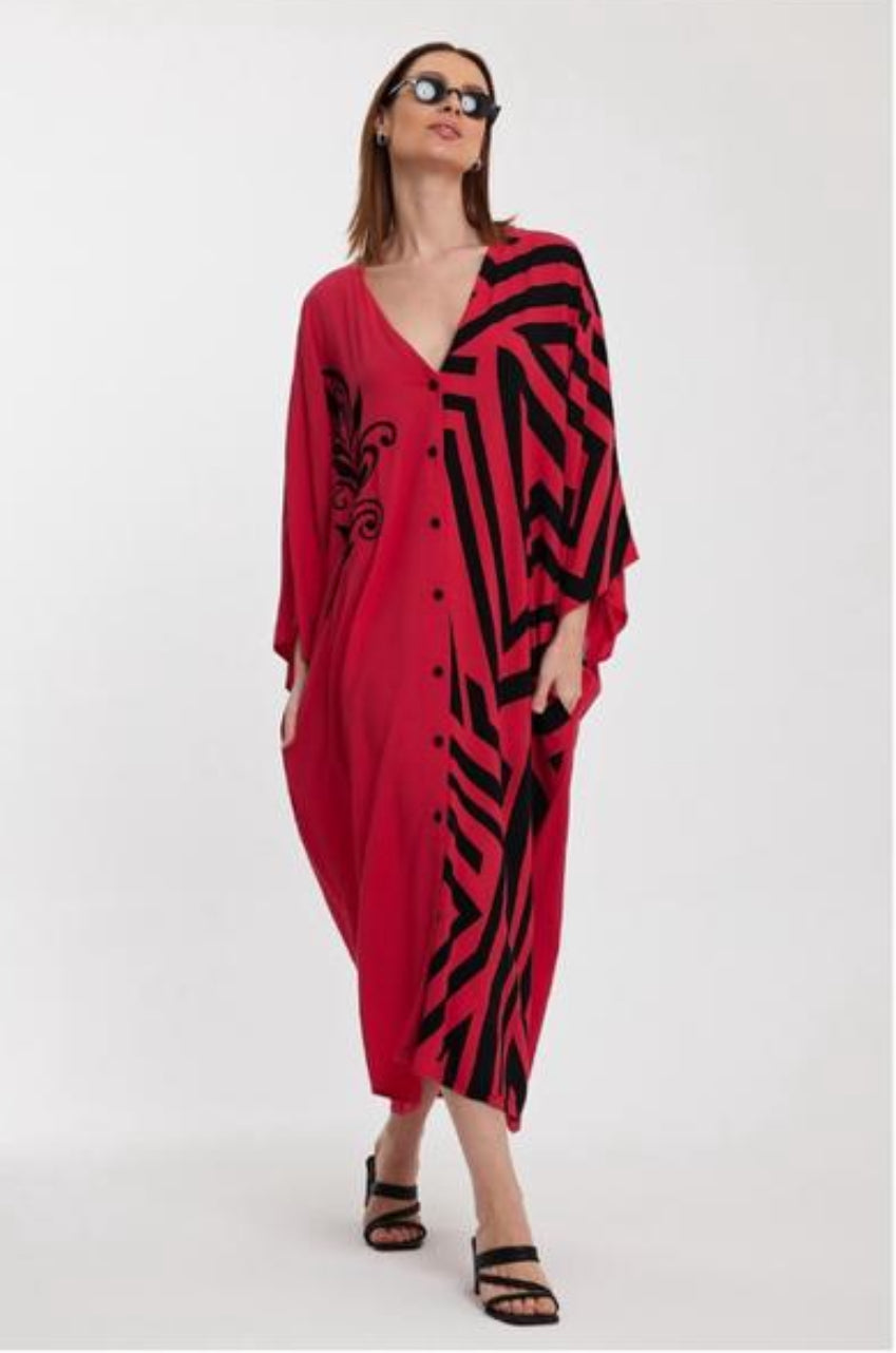 Robe Oversize Rouge Graphique