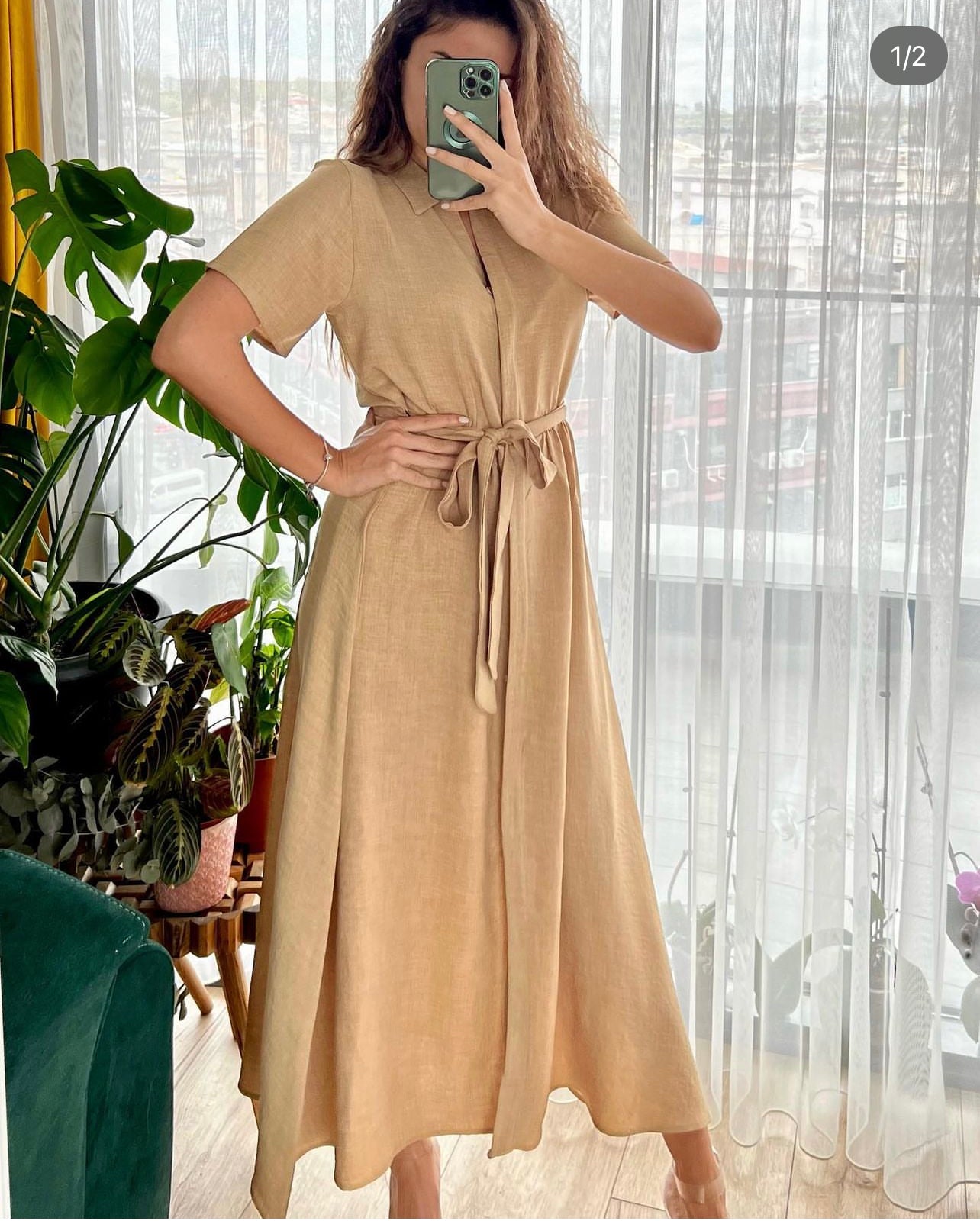 Robe demi manche en lin