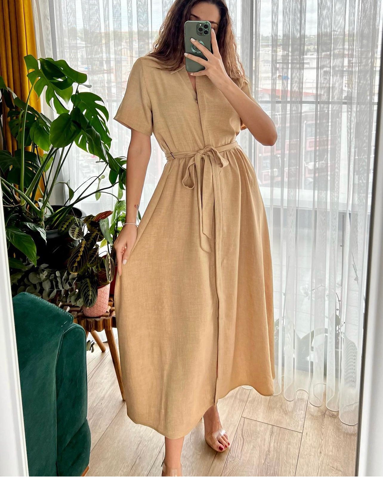 Robe demi manche en lin