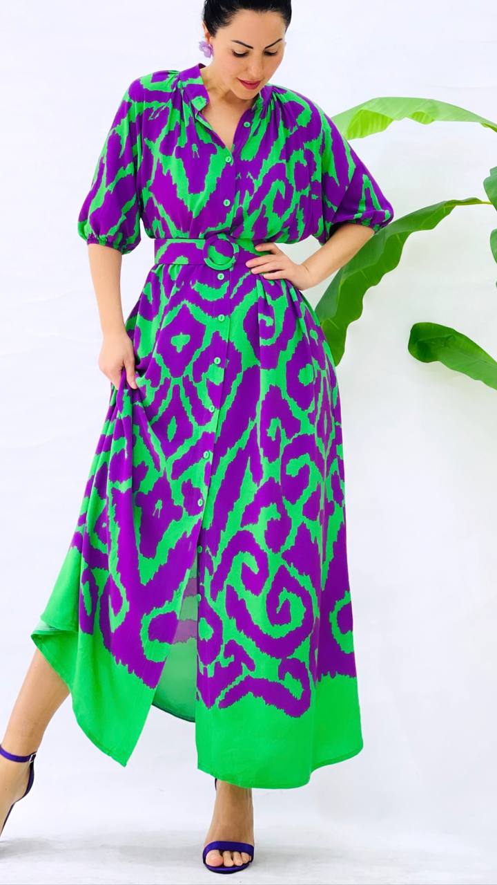 Robe longue à motifs