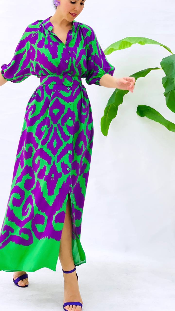 Robe longue à motifs