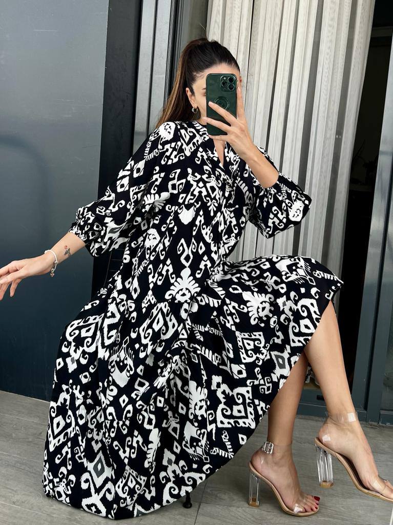 Robe longue à motifs