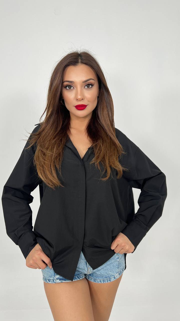 Chemise Noire tissu percé