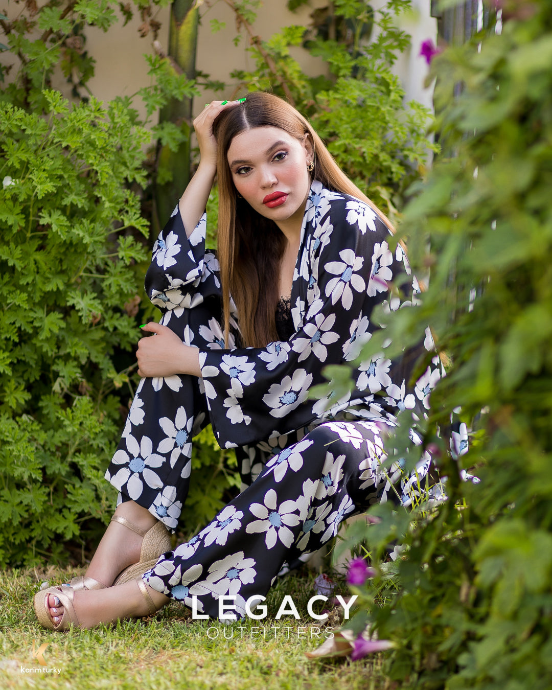Set Kimono Satiné Bleu Euphoria