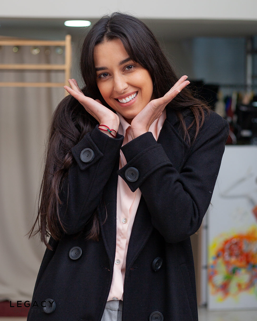 Manteau Noir en cachemire avec ceinture