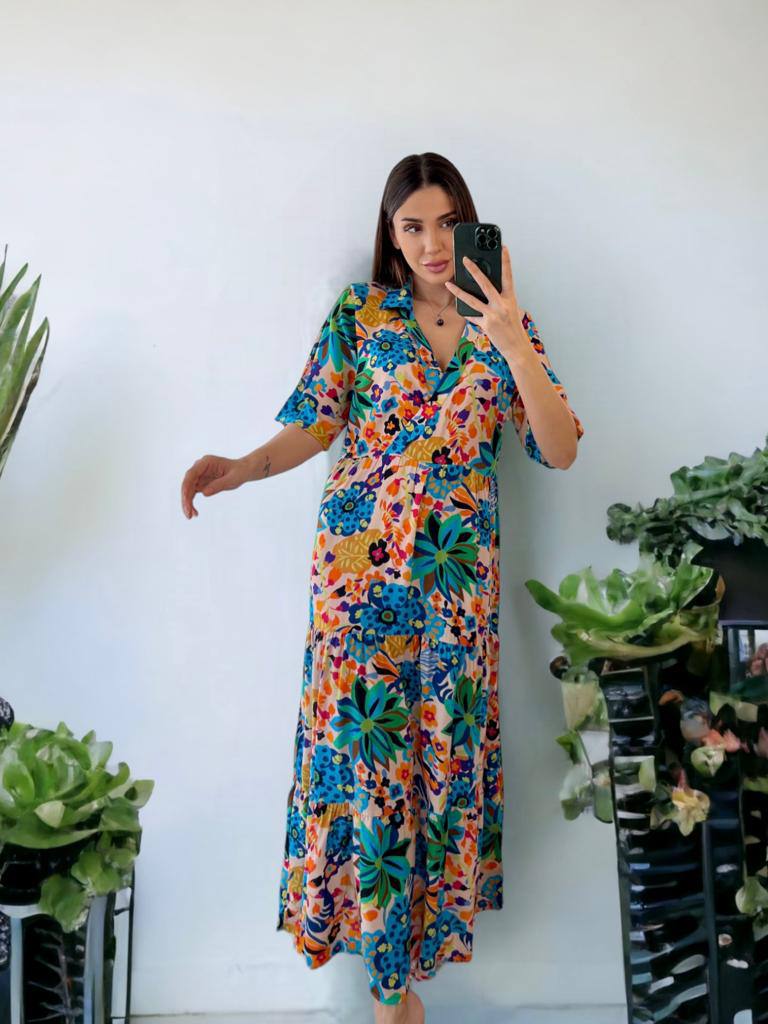 Robe longue à motifs