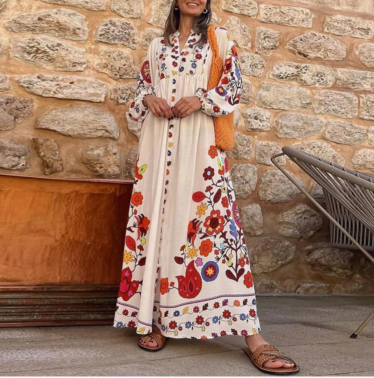 Robe maxi “Fleurs Bohème”