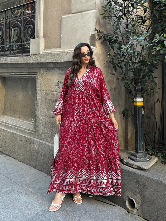 Robe longue bohème “Rouge Atlas”