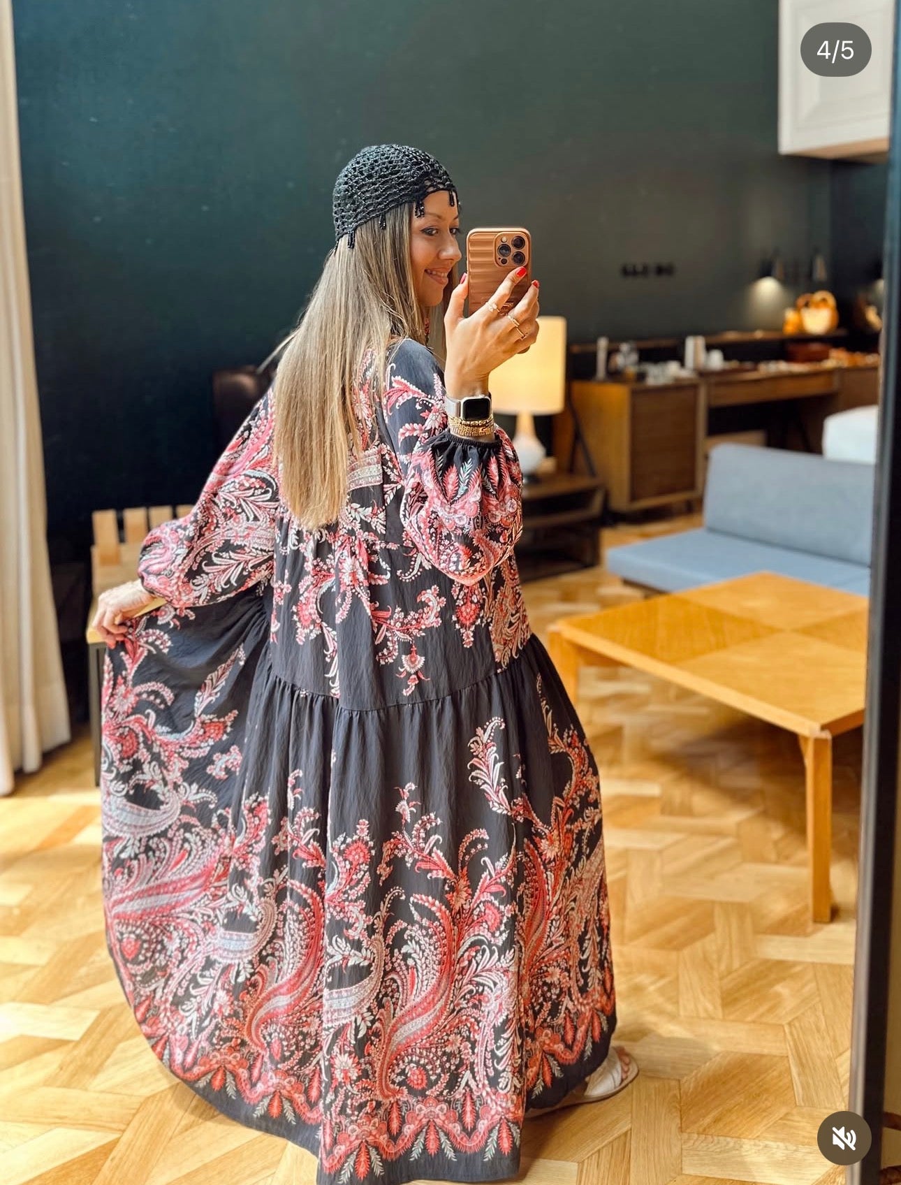 Robe Baroque Noir & Rose Ancien