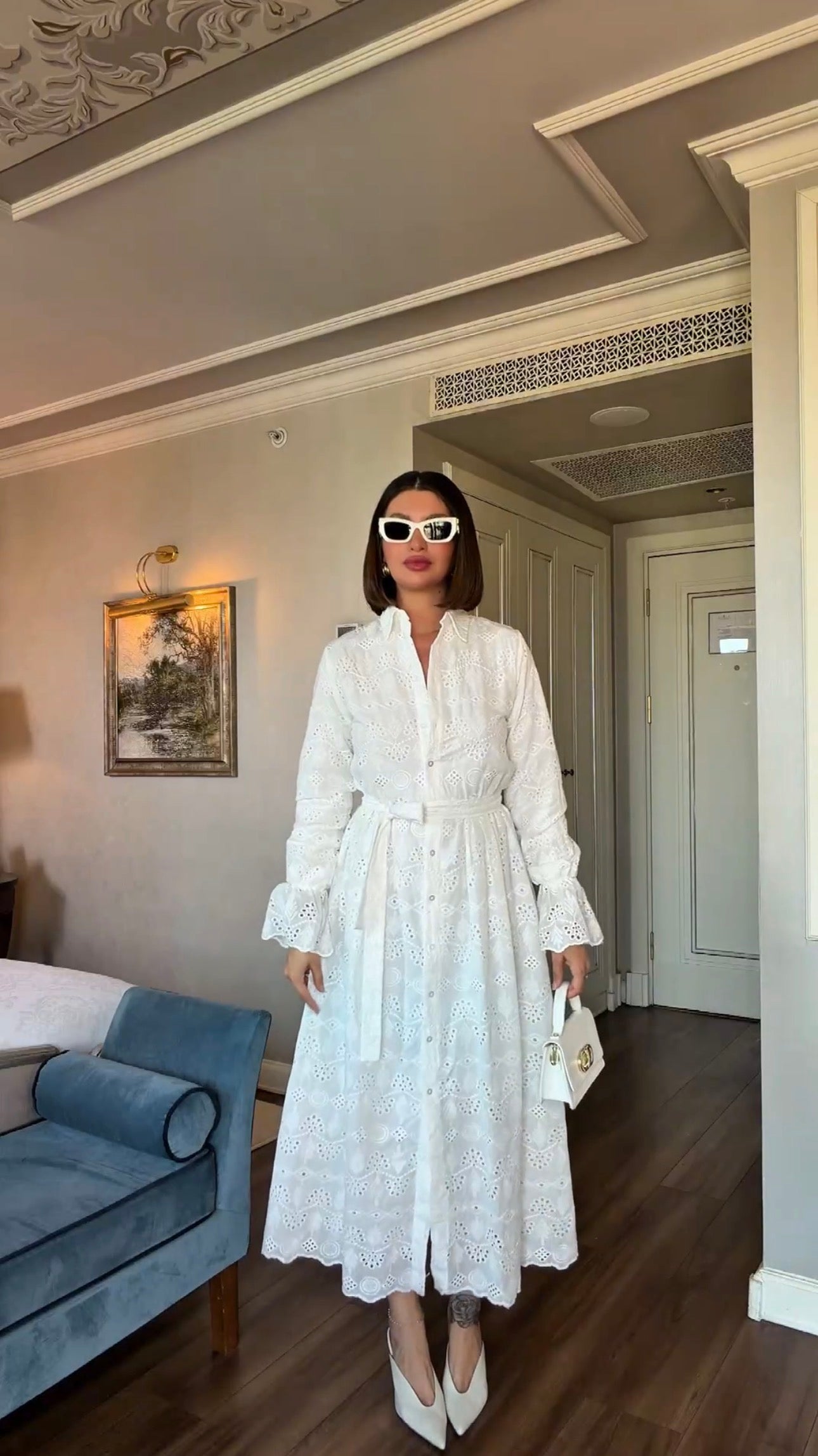 Robe Longue Blanche Broderie Anglaise – Élégance Bohème Chic