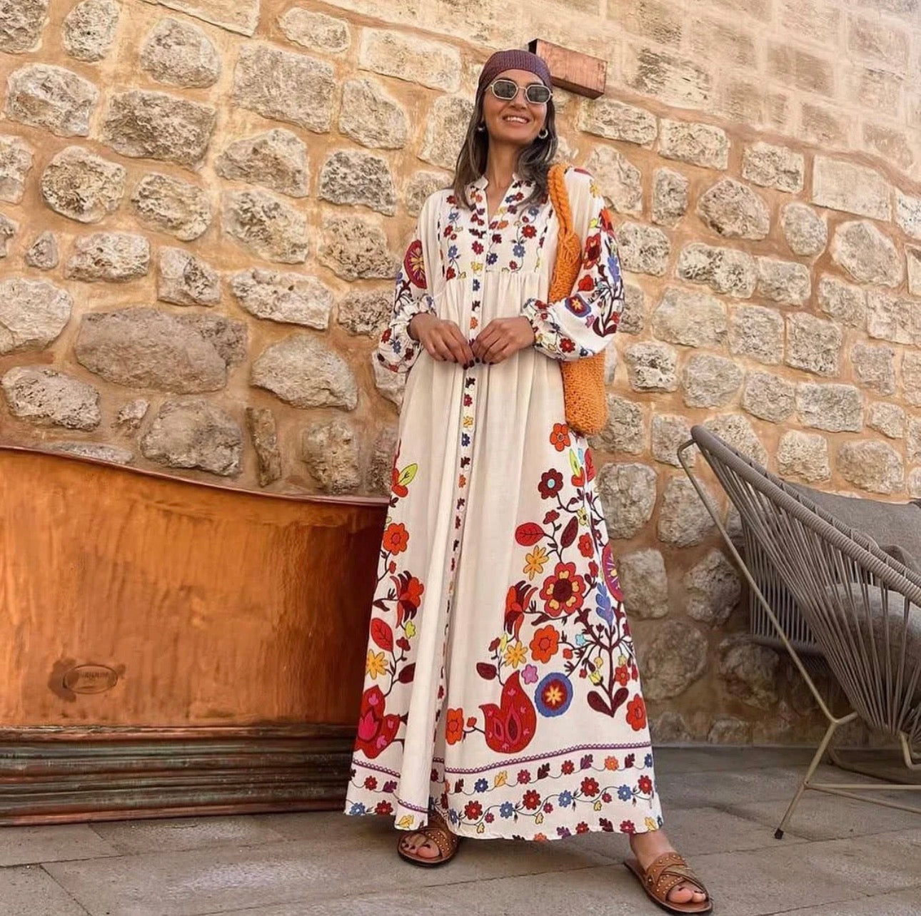 Robe maxi “Fleurs Bohème”