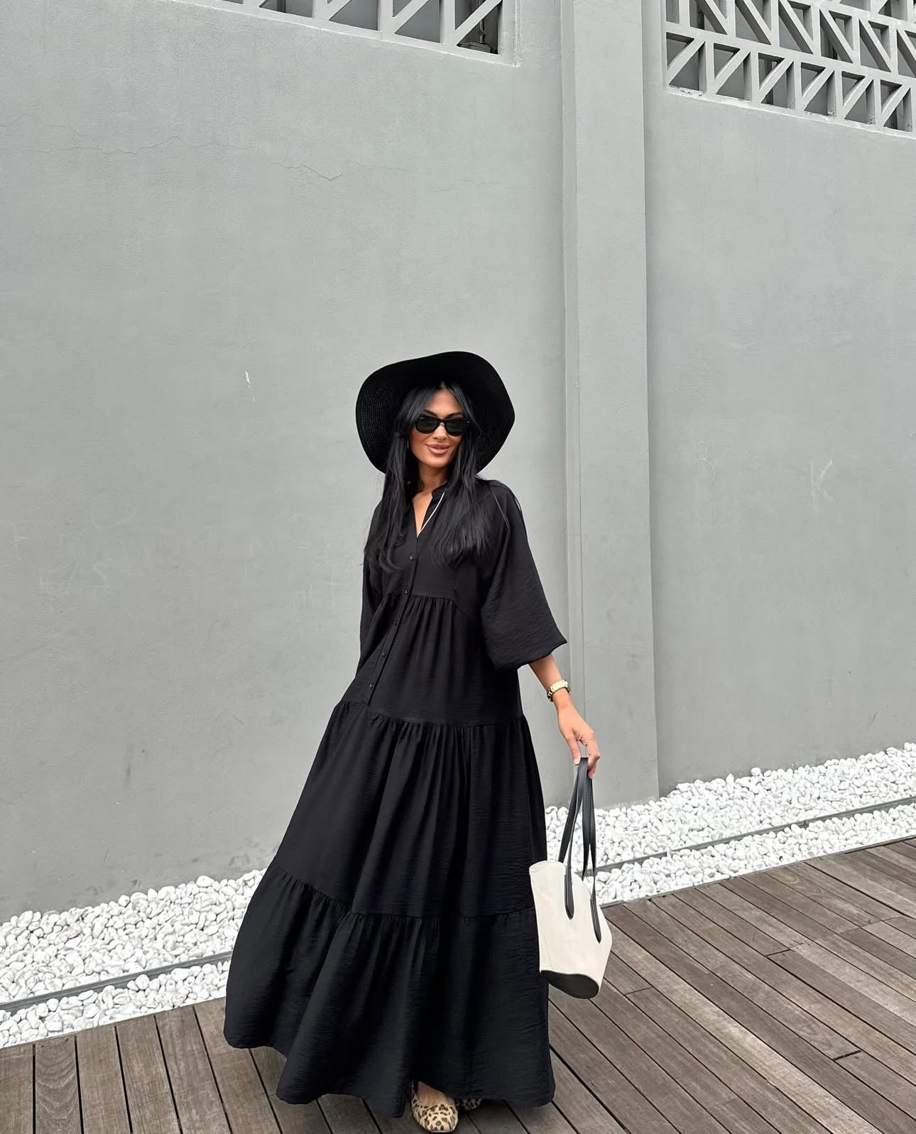 Robe Longue Bohème Noire – Édition Été