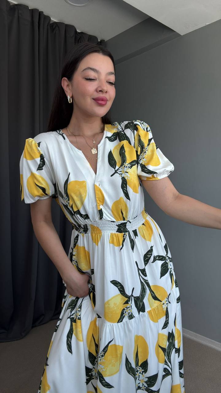 Robe Longue demi manches à motifs imprimés