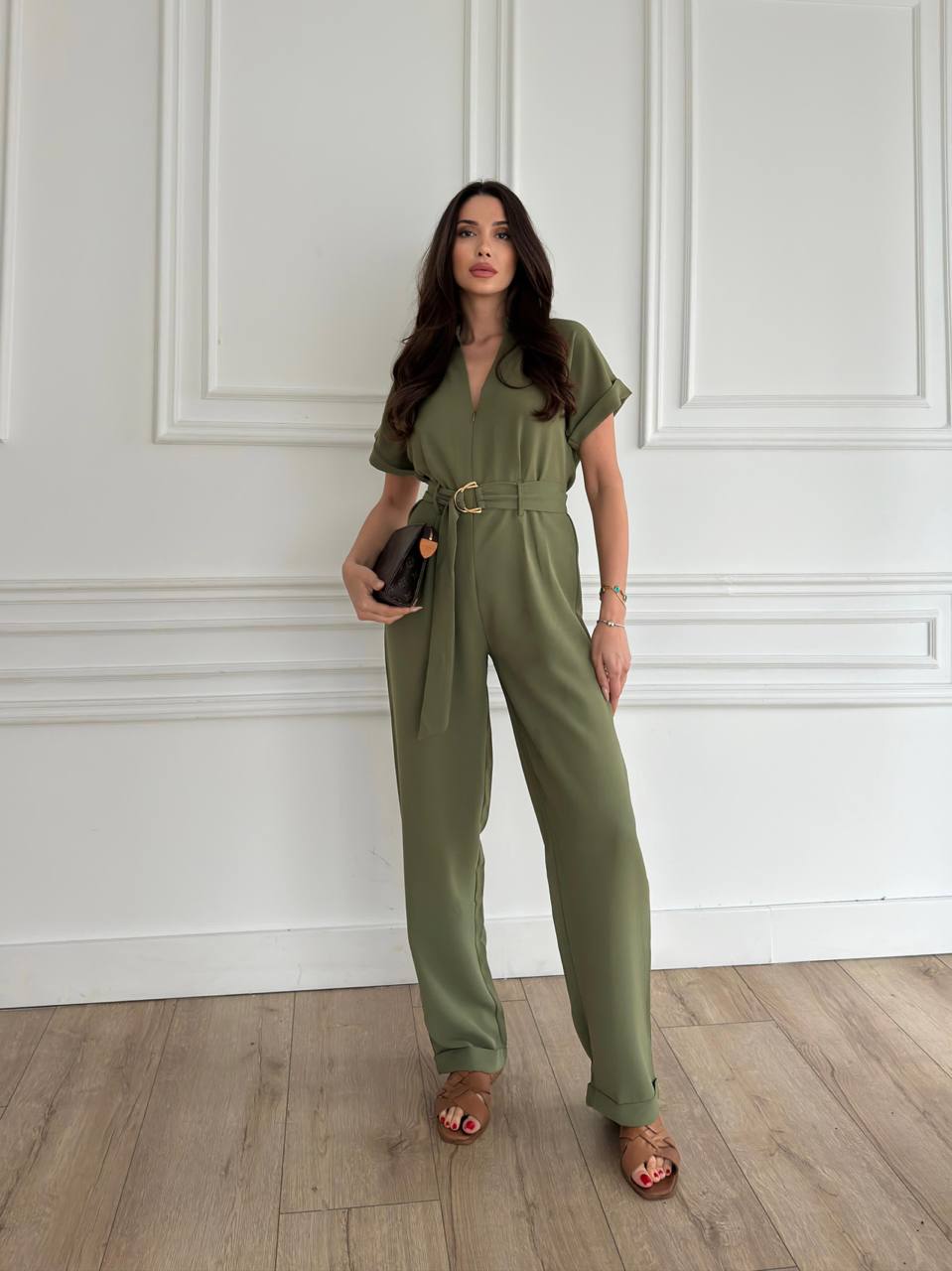 Ensemble vert kaki avec ceinture