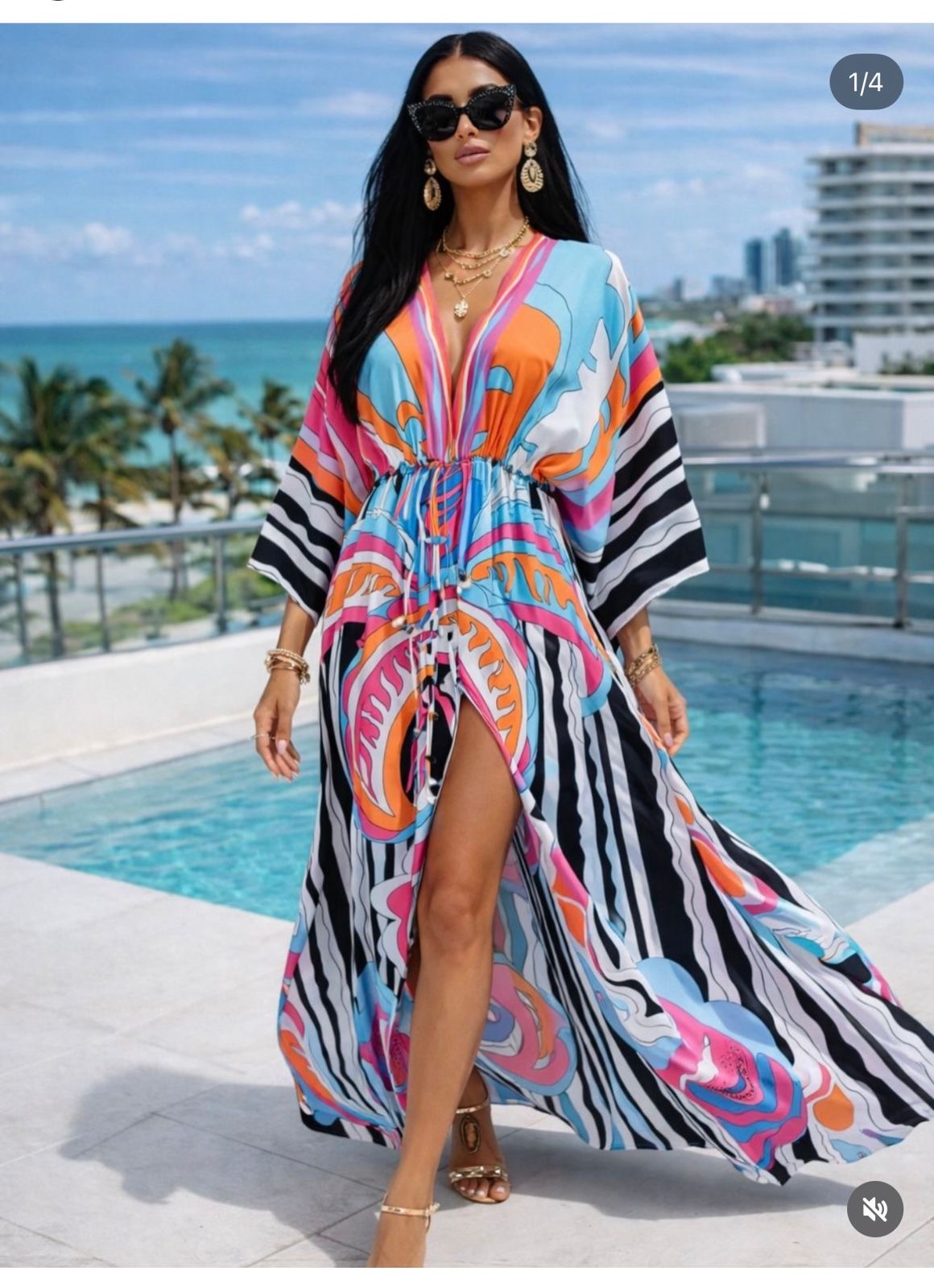 Robe longue imprimé multicolore