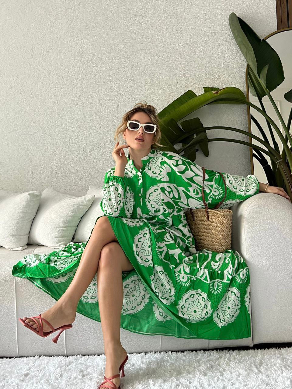 Robe longue à motifs