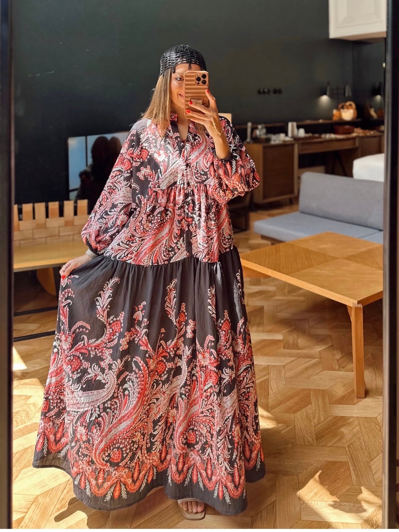 Robe Baroque Noir & Rose Ancien