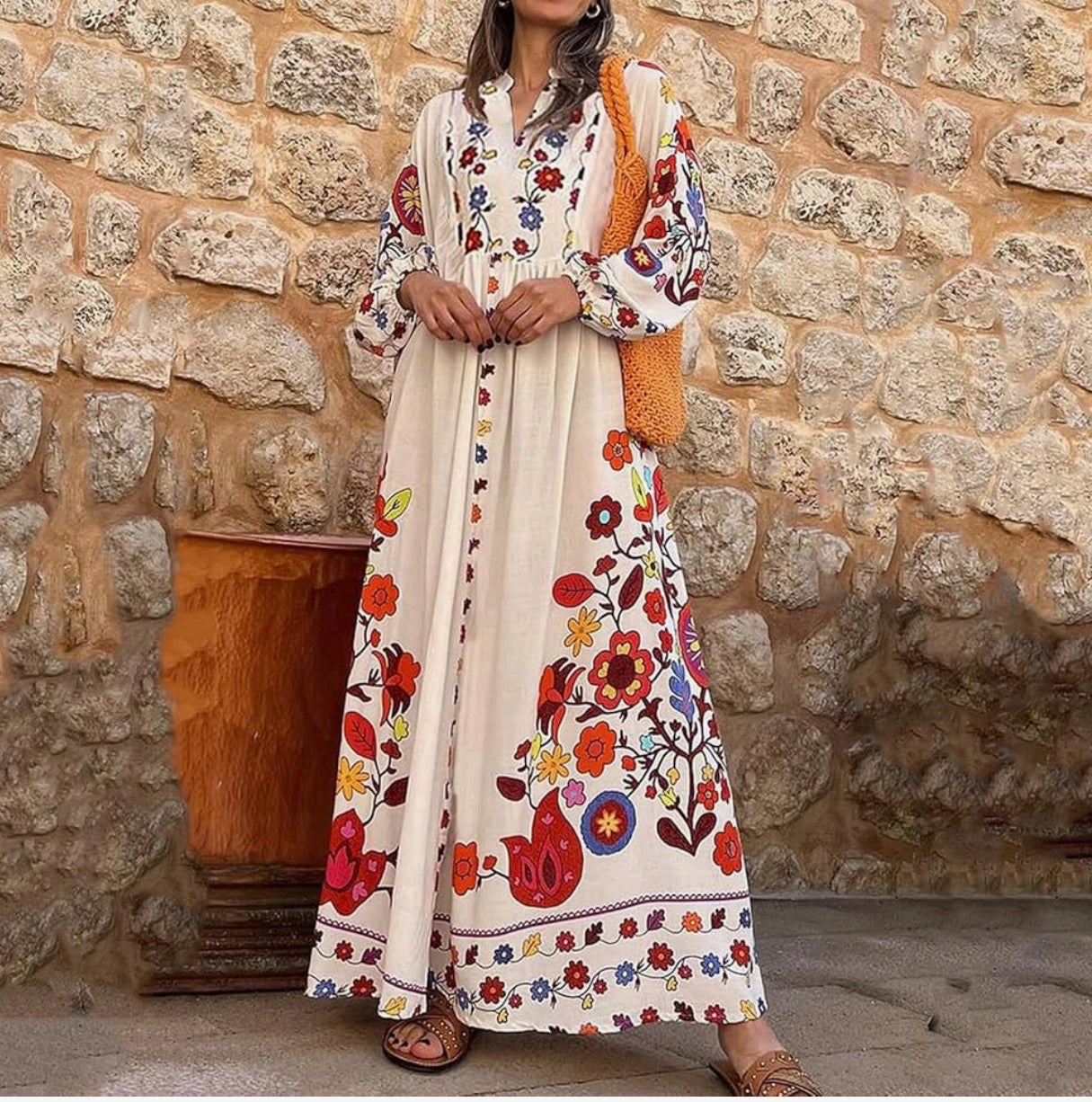 Robe maxi “Fleurs Bohème”
