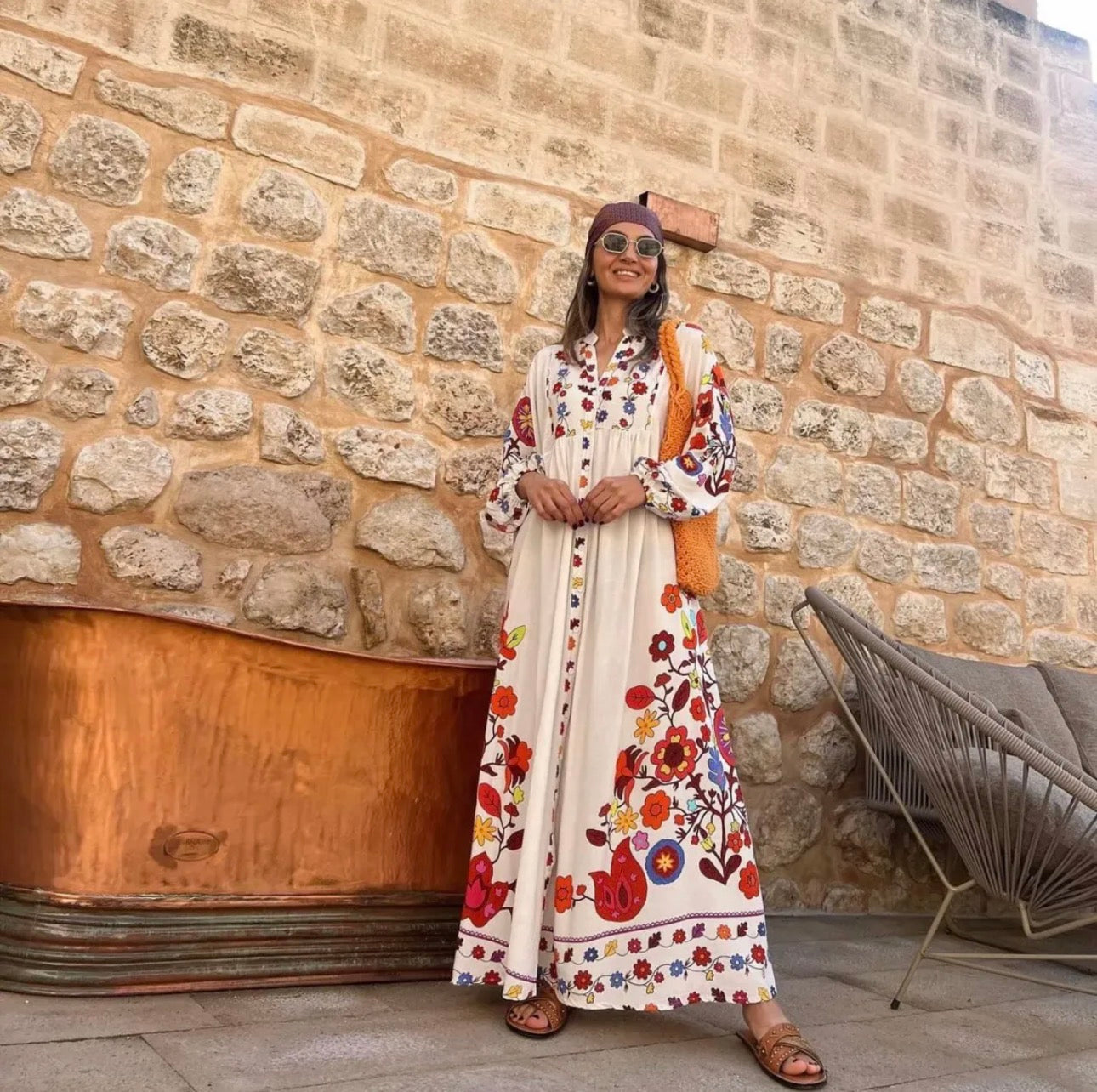 Robe maxi “Fleurs Bohème”