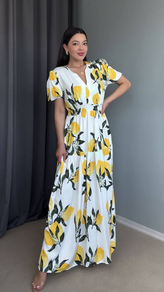 Robe Longue demi manches à motifs imprimés
