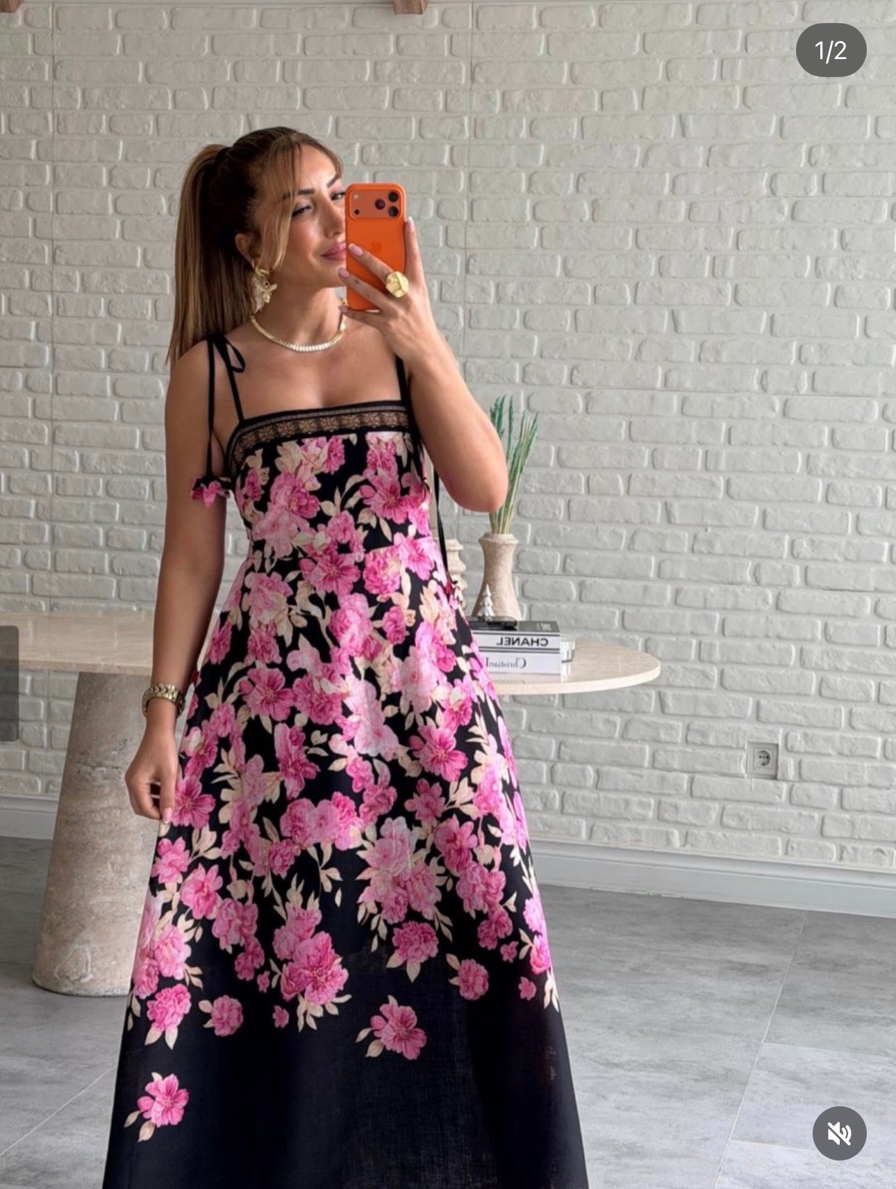 Robe Longue Fleurie Bohème Noire & Rose – Robe d’Été à Bretelles Nouées