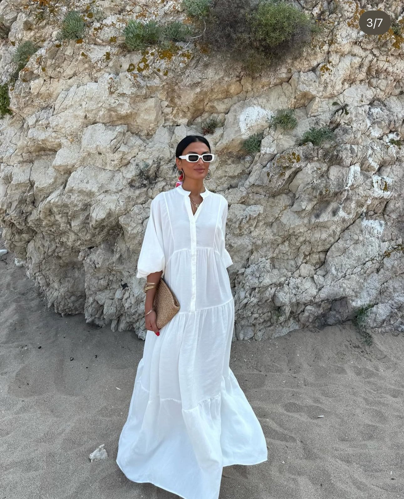 Robe “Blanche Pureté” – Longue fluide unie en coton aérien