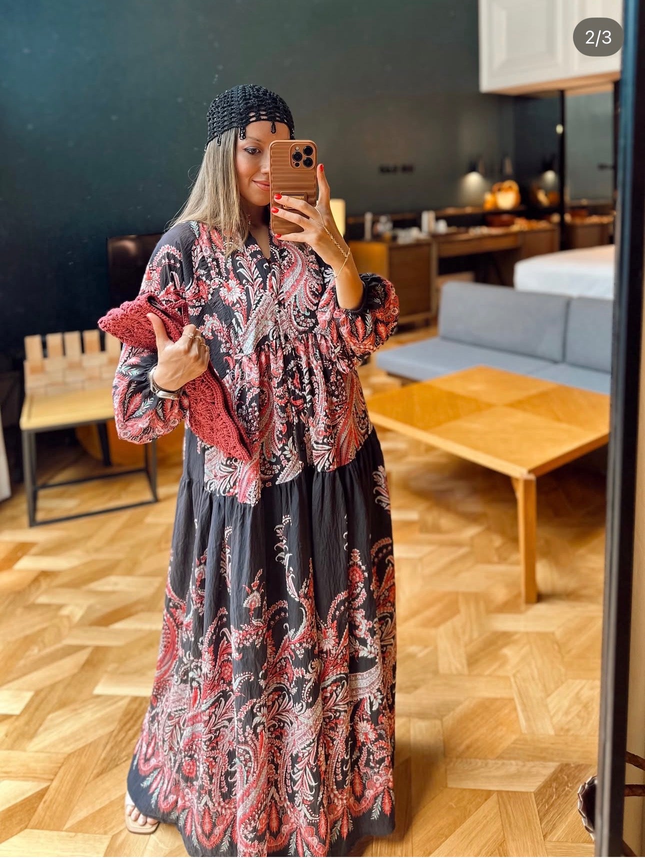 Robe Baroque Noir & Rose Ancien